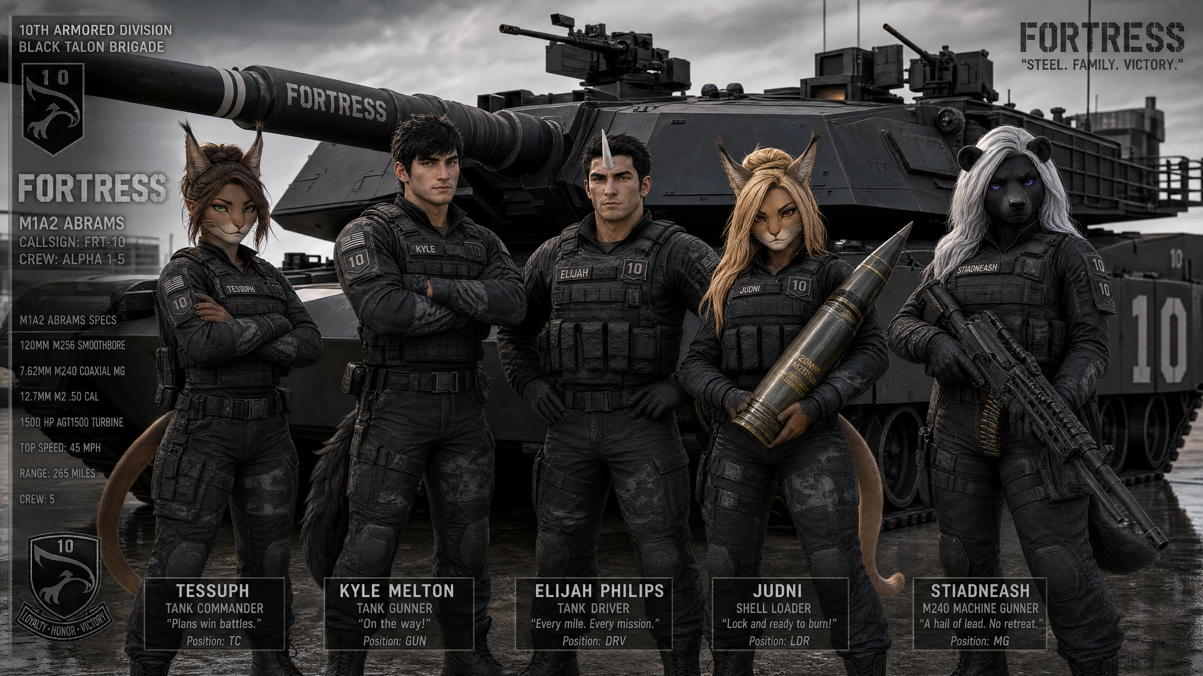 Female caracal tank commander in military uniform