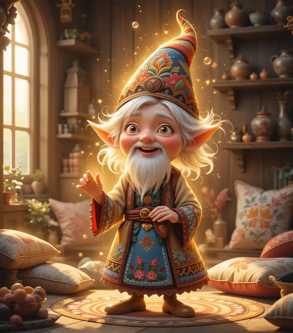 Cheerful House Spirit In Warm Cozy Folk Interior
