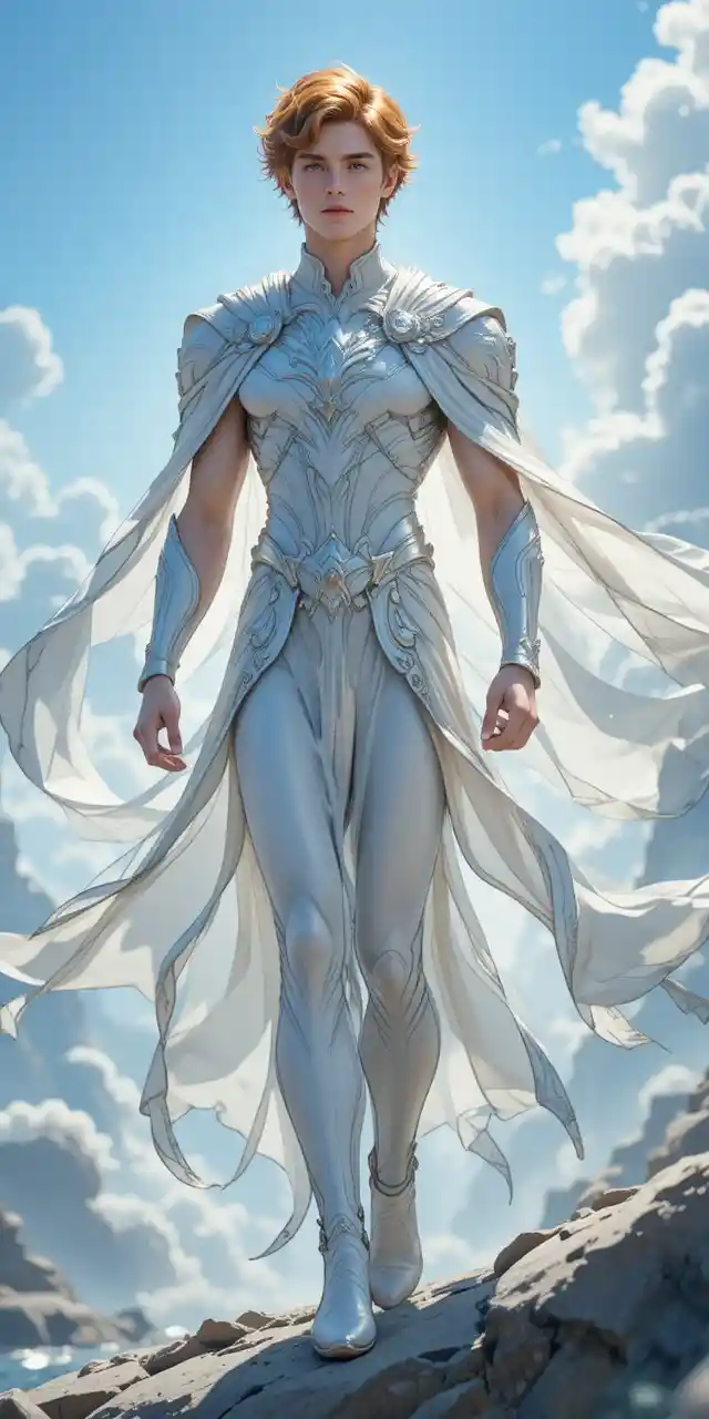 Graceful anime wind prince with long elf ears