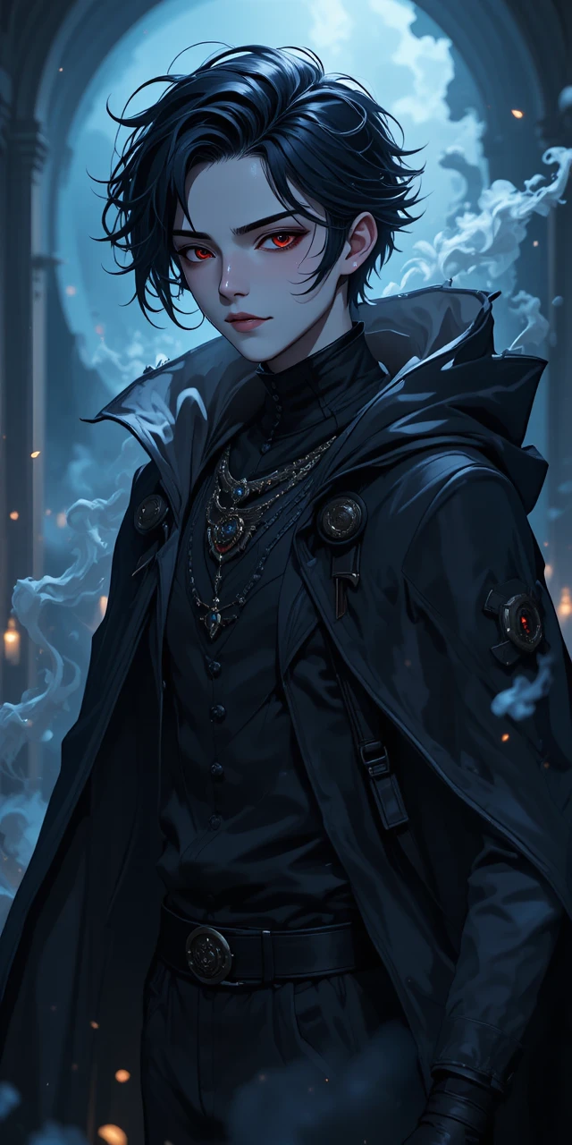 Vampire teen with shadow magic in dark anime world