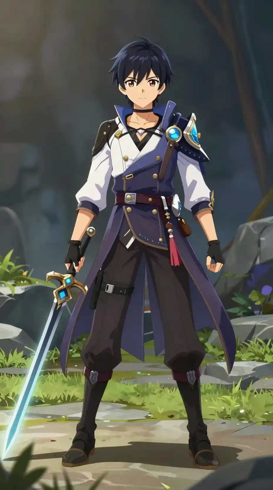 Original anime fantasy heroine with magical weapon