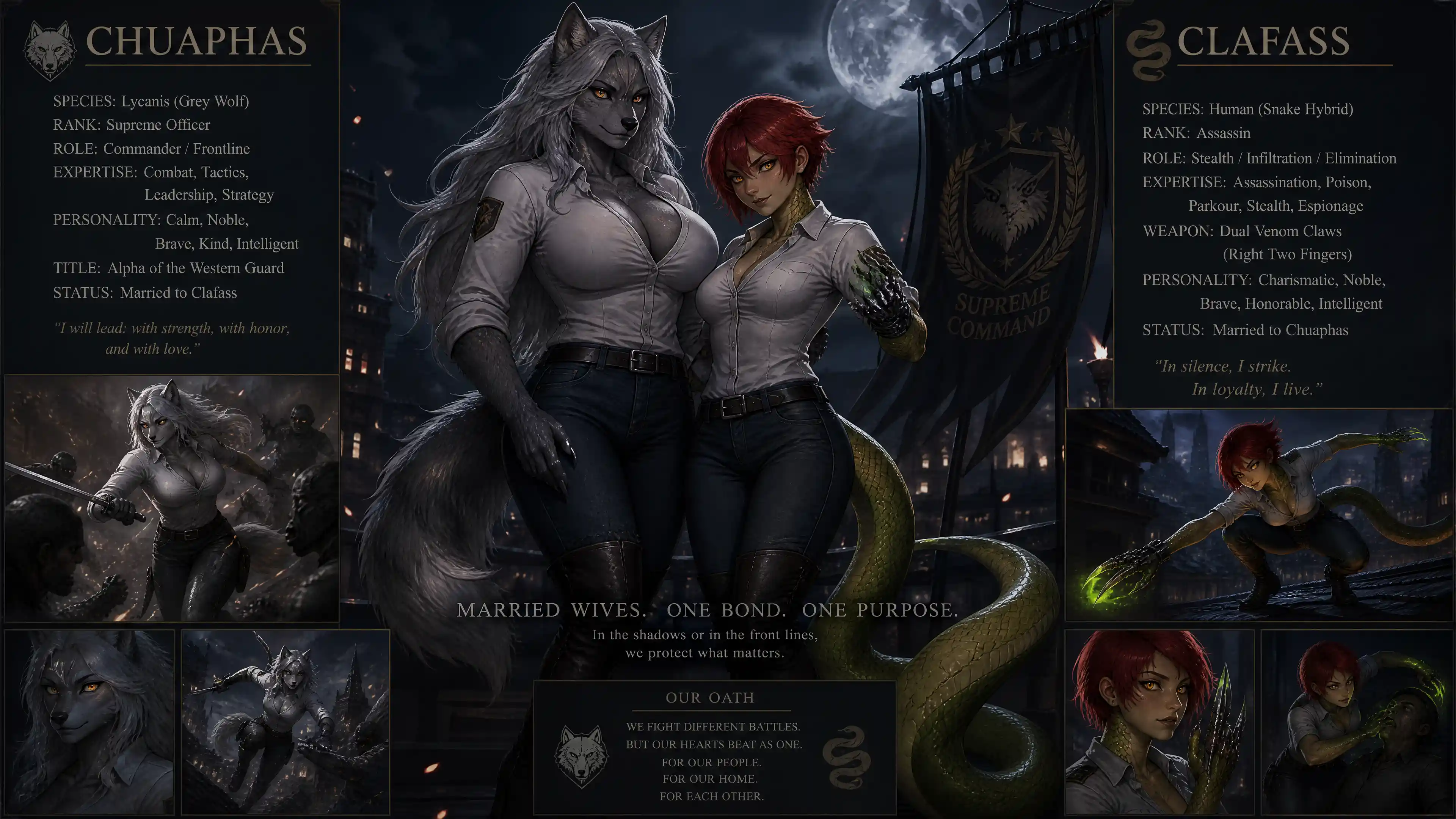 Noble female wolf warrior officer in casual modern outfit