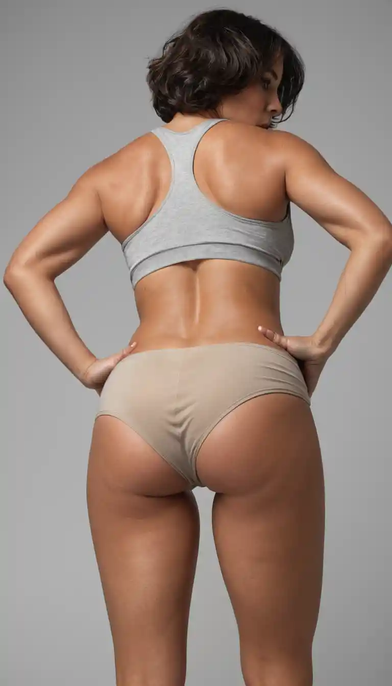 Low angle view of woman in tank top and panties