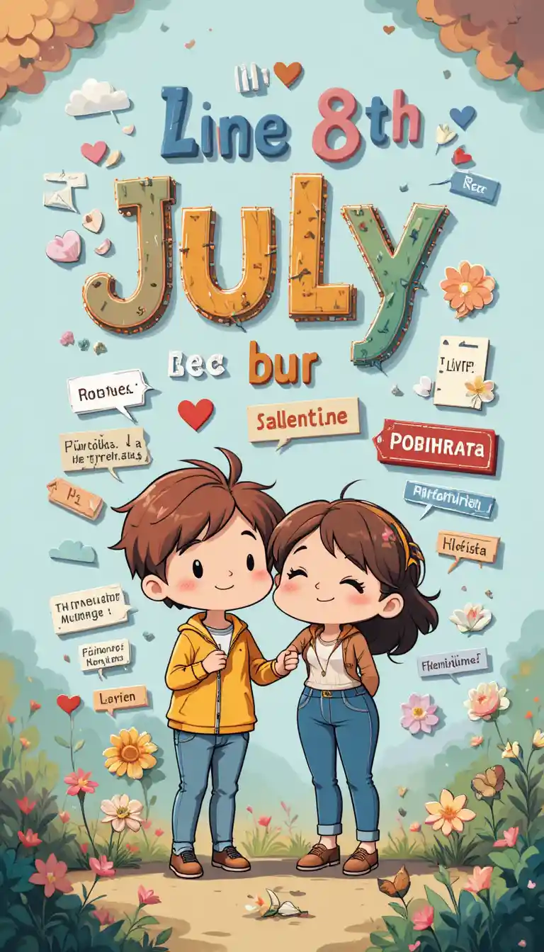 Cute cartoon greeting card for July 8 family love day