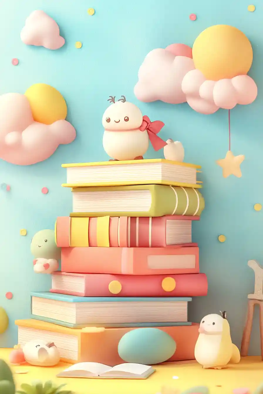 Whimsical anime illustration in bright pastel children storybook style
