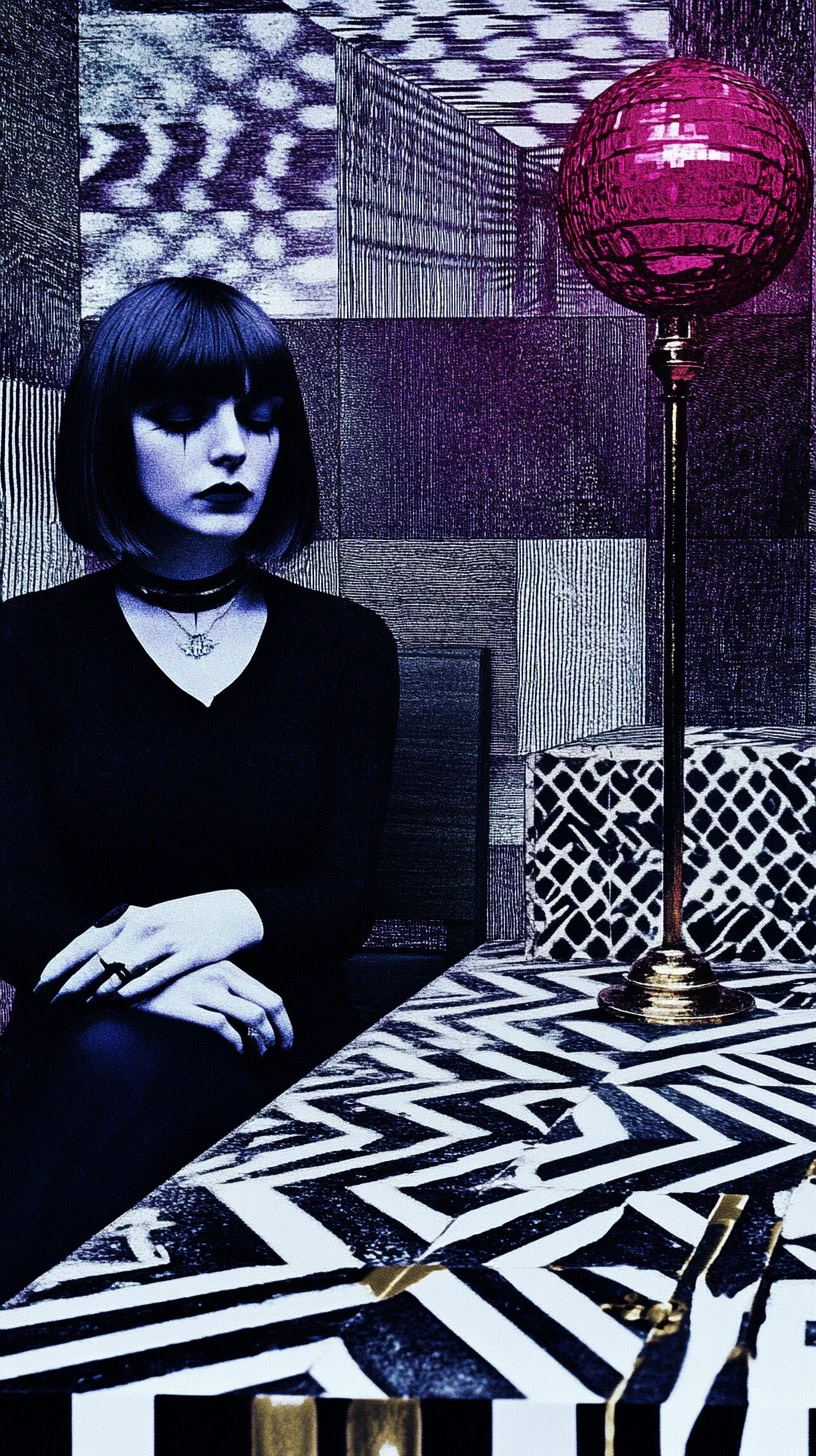 Mysterious woman on a night pharmacy bench in isometric style