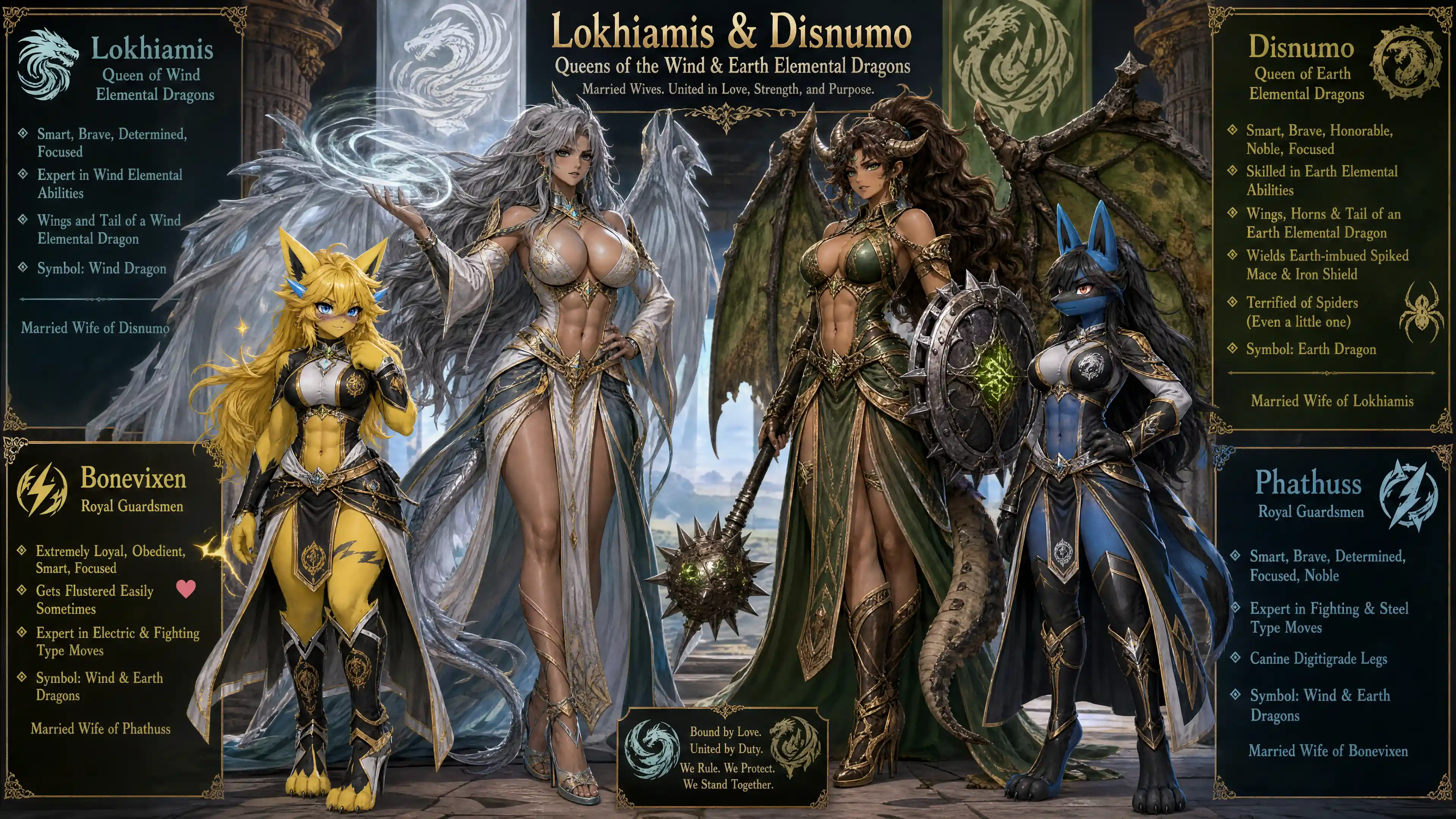 Wind dragon queen woman with wings and regal attire