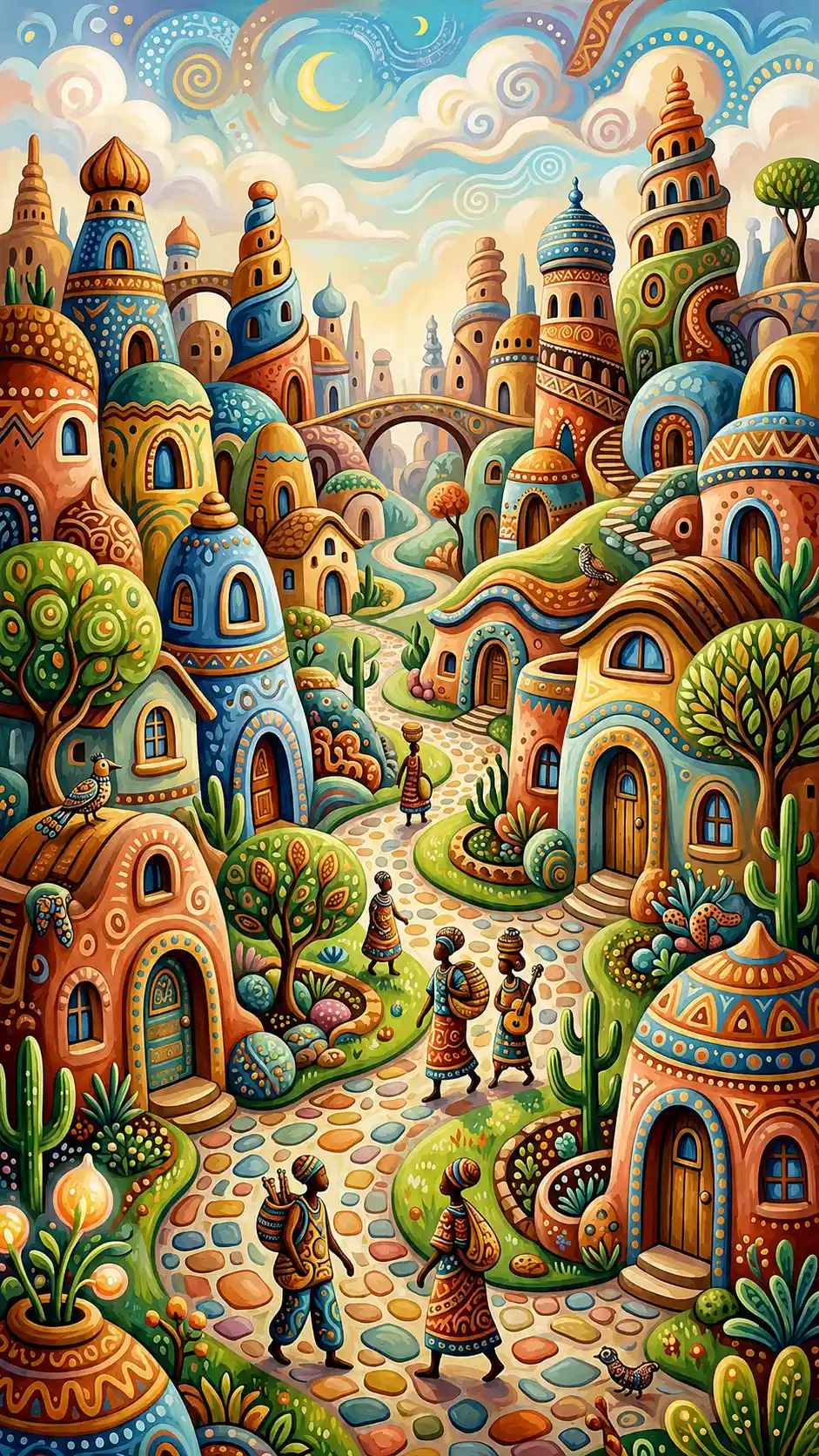 Surreal rounded fantasy world with no corners anywhere