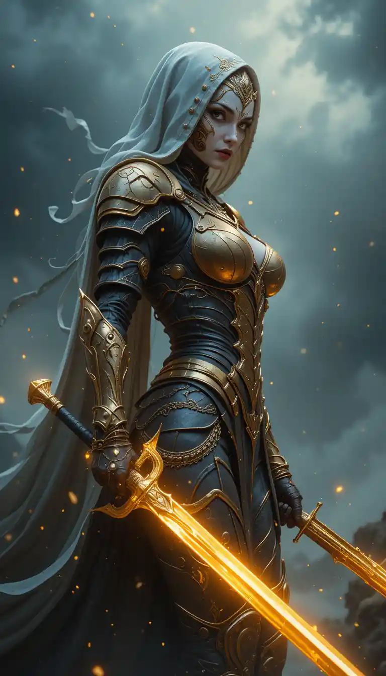 Dark fantasy warrior woman in scorpion inspired armor