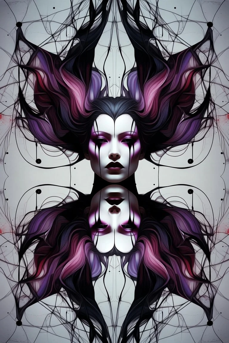 Androgynous surreal woman with mirrored feathered crown