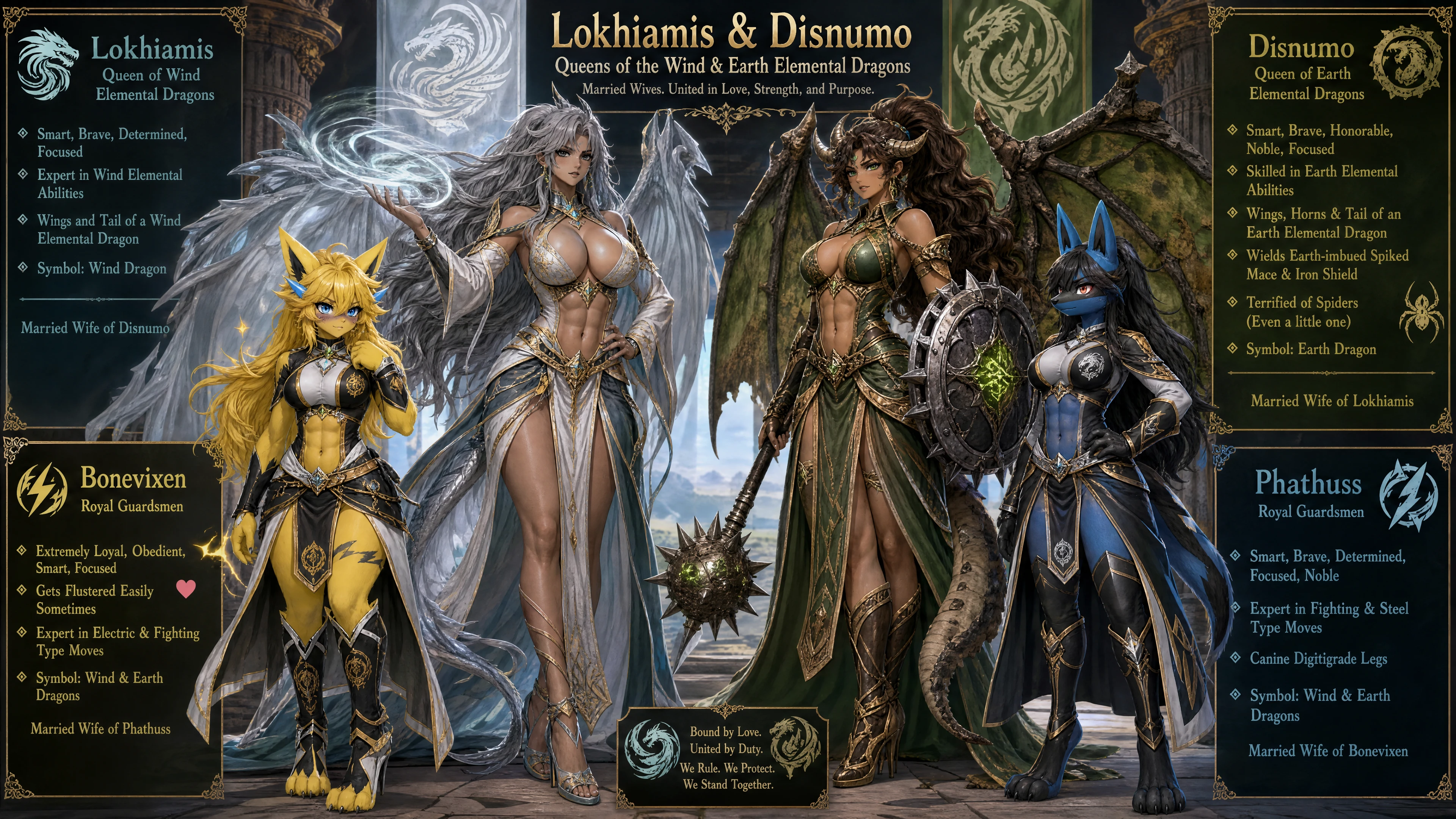 Wind dragon queen woman with wings and regal attire