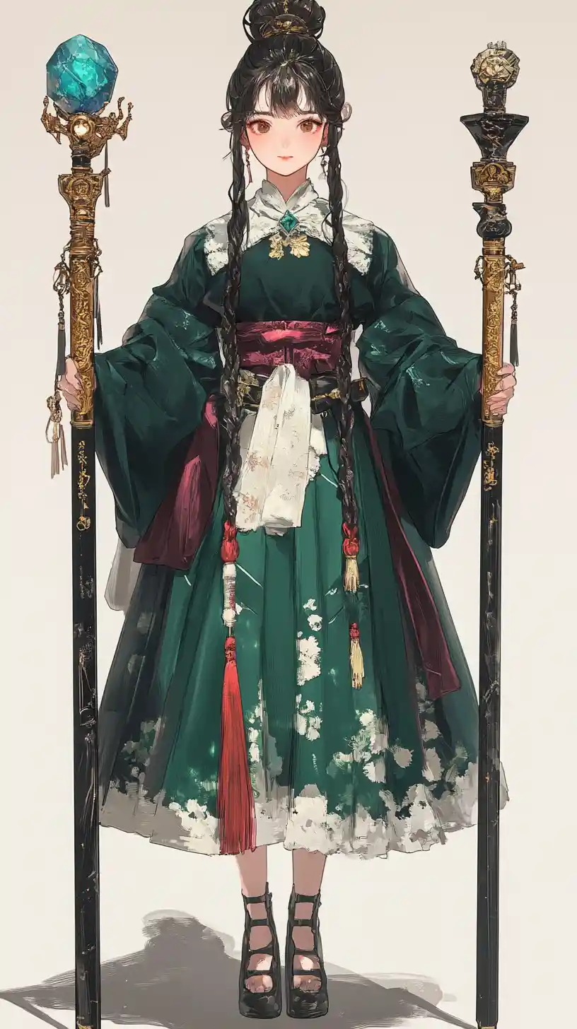 Anime girl with assault rifle and nostalgic expression