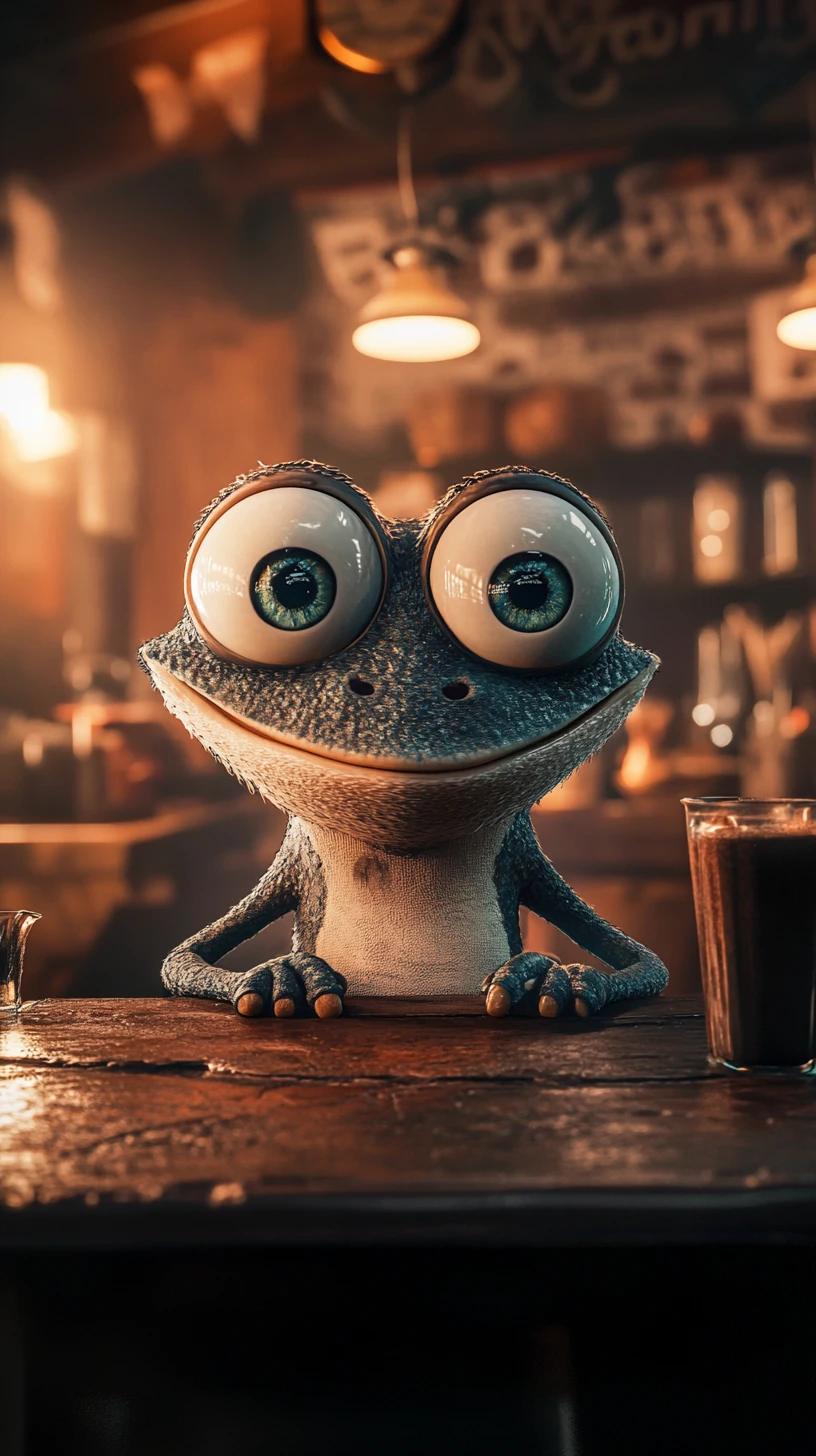 Anthropomorphic character with smug expression in cinematic close up