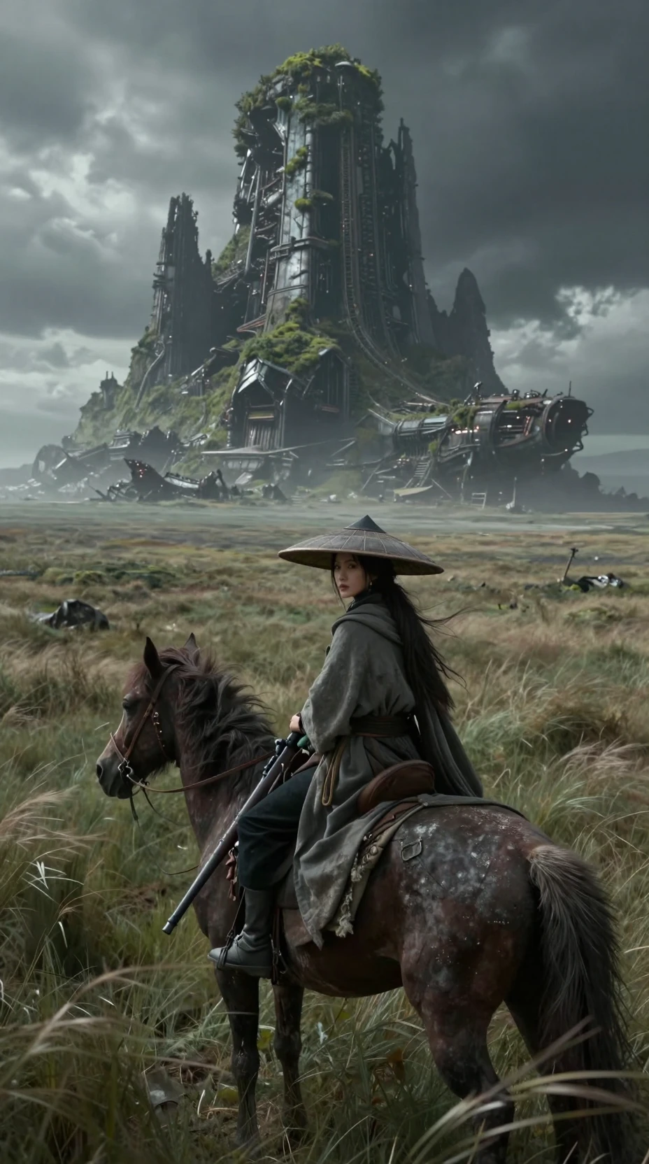Nomad Woman On Reptilian Mount Before Crashed Starship