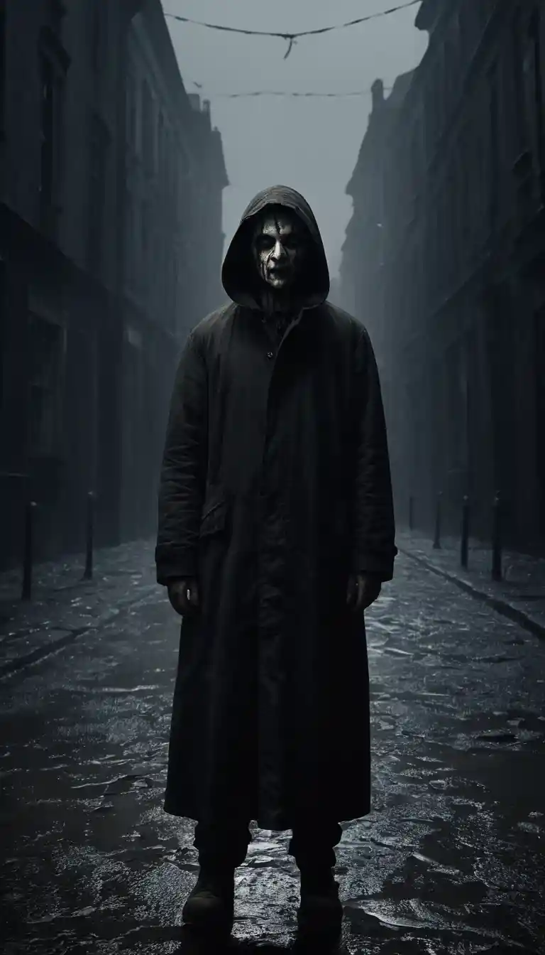 Dark unsettling scene filled with hopeless terror and tension