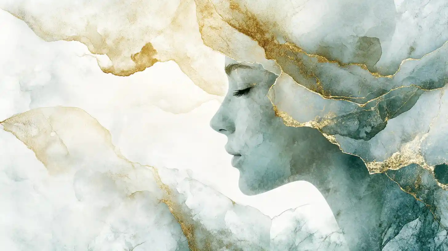 Abstract floral bloom dissolving into textured watercolor forms