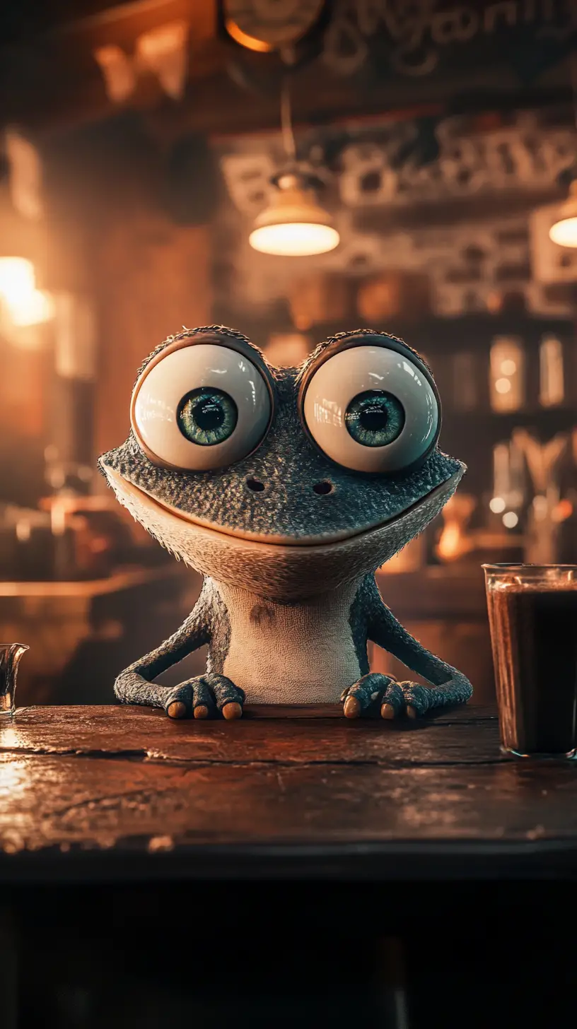 Anthropomorphic character with smug expression in cinematic close up