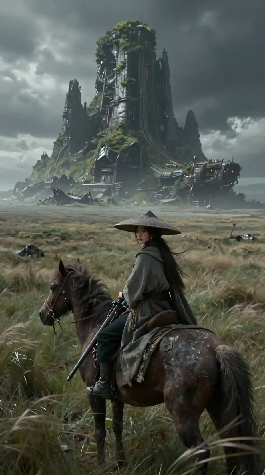 Nomad Woman On Reptilian Mount Before Crashed Starship