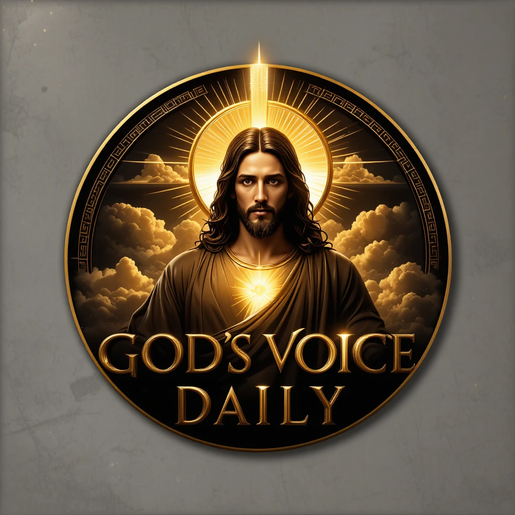Golden halo logo of Jesus Christ with radiant cross