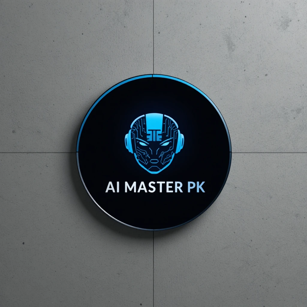 Modern circular AI robot logo for YouTube channel