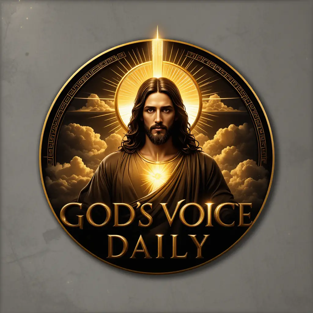 Golden halo logo of Jesus Christ with radiant cross