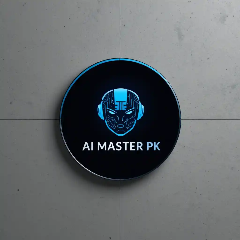 Modern circular AI robot logo for YouTube channel