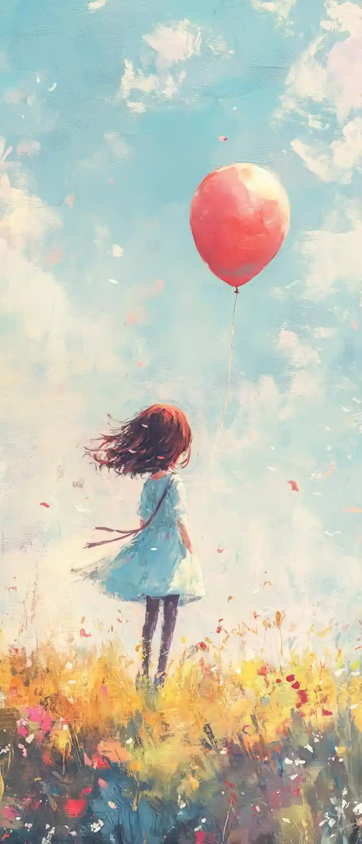 Whimsical cute anime character in bright pastel illustration