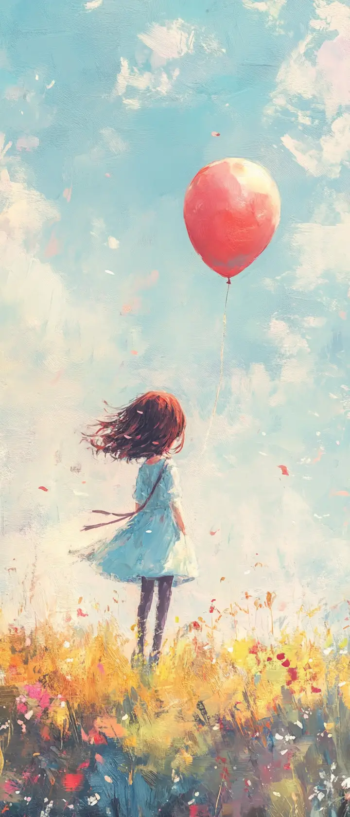Whimsical cute anime character in bright pastel illustration