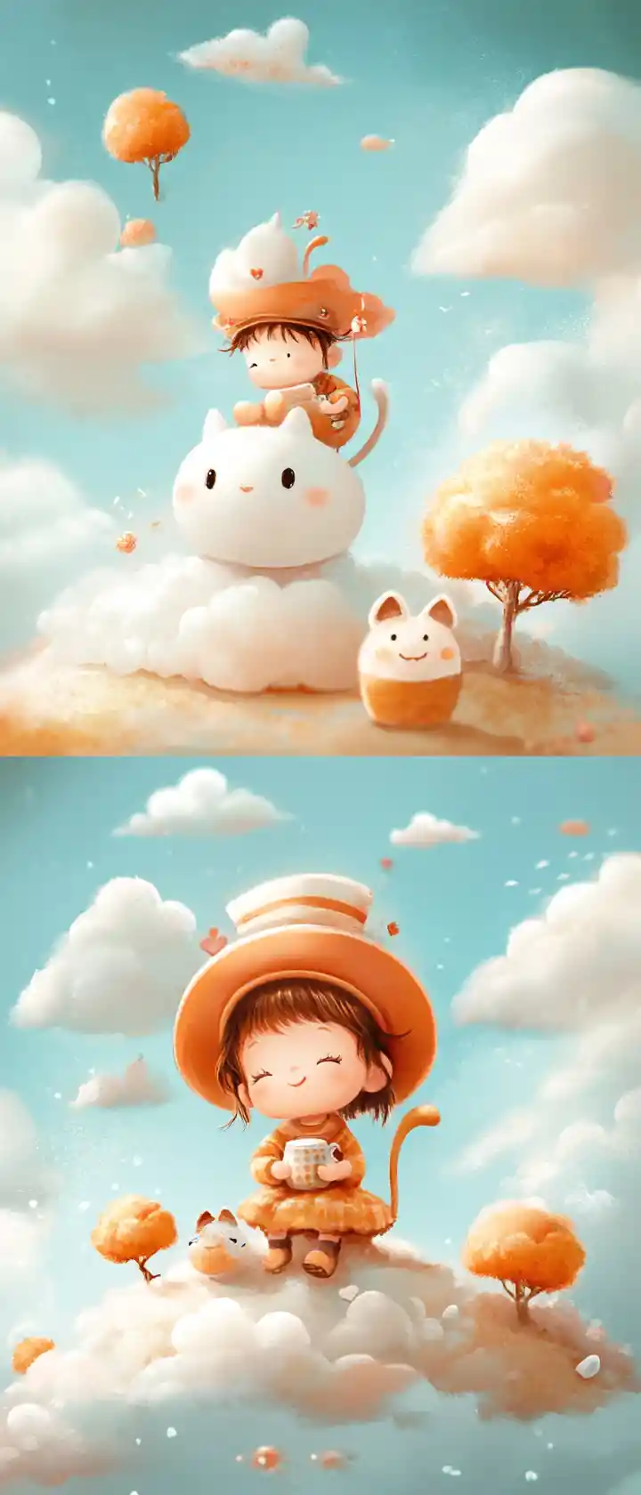 Whimsical childrens storybook illustration in soft pastel colors