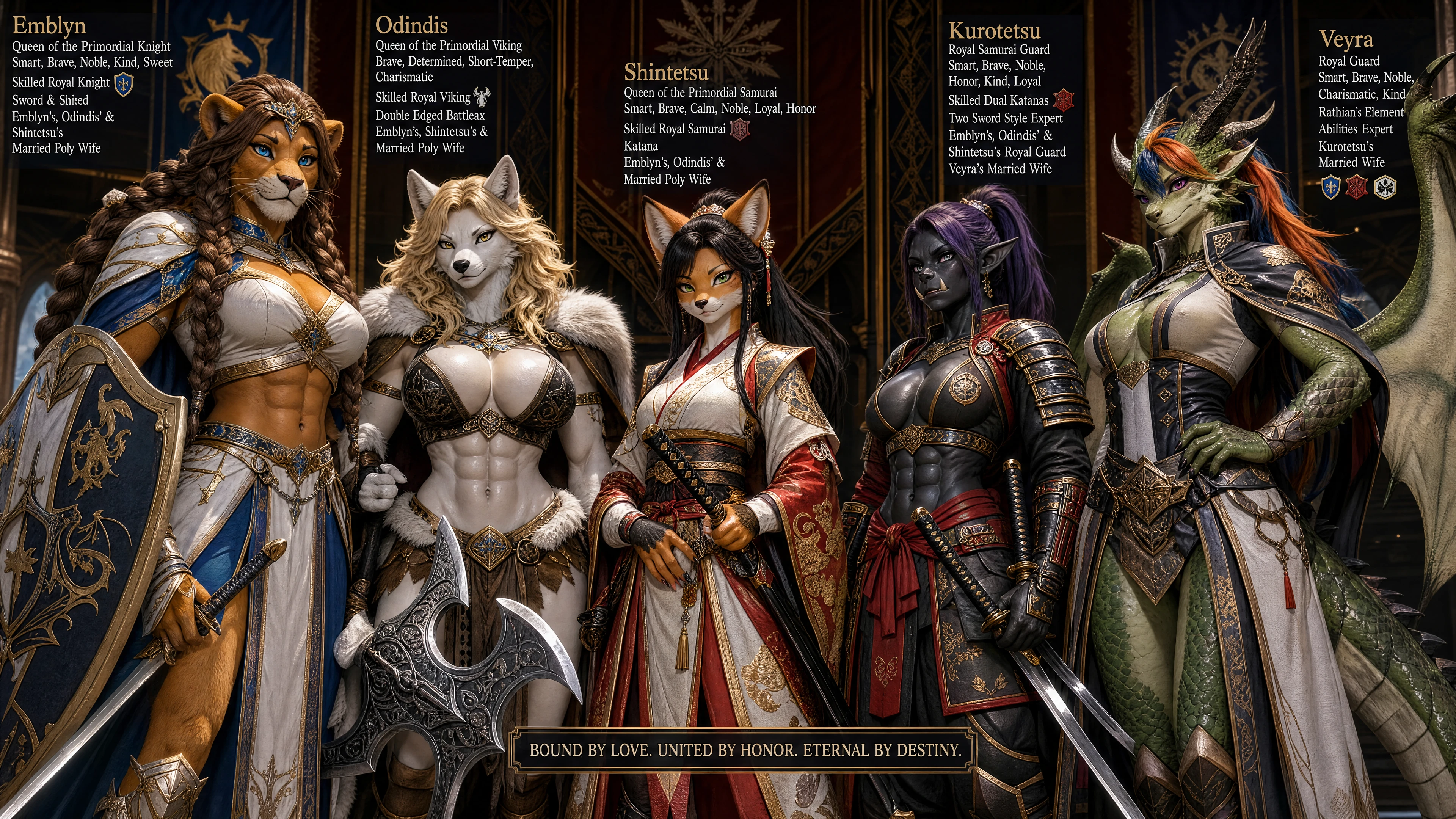 Trans lion queen warrior in royal primordial armor