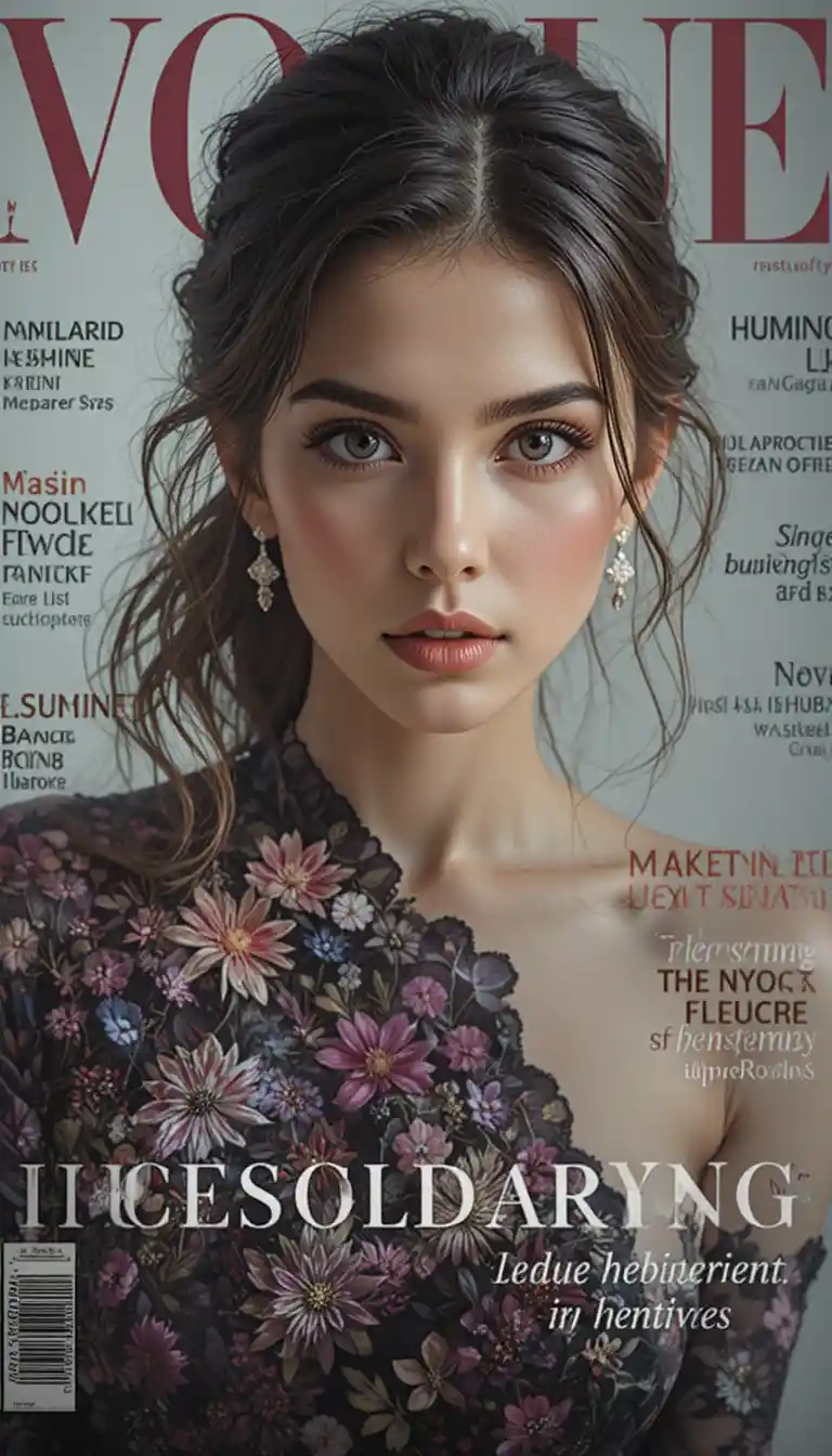 Elegant fashion woman posed like an international magazine cover