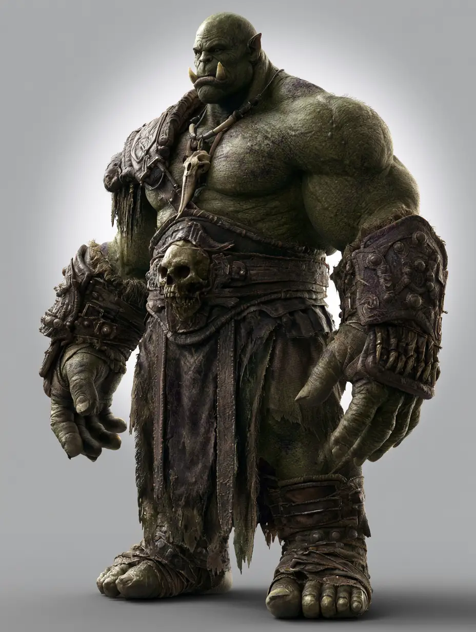 Massively Muscled Orc Warrior In Detailed 3D Illustration