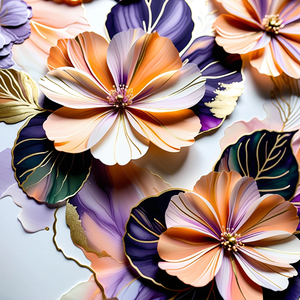 Soft peach and violet abstract floral watercolor background