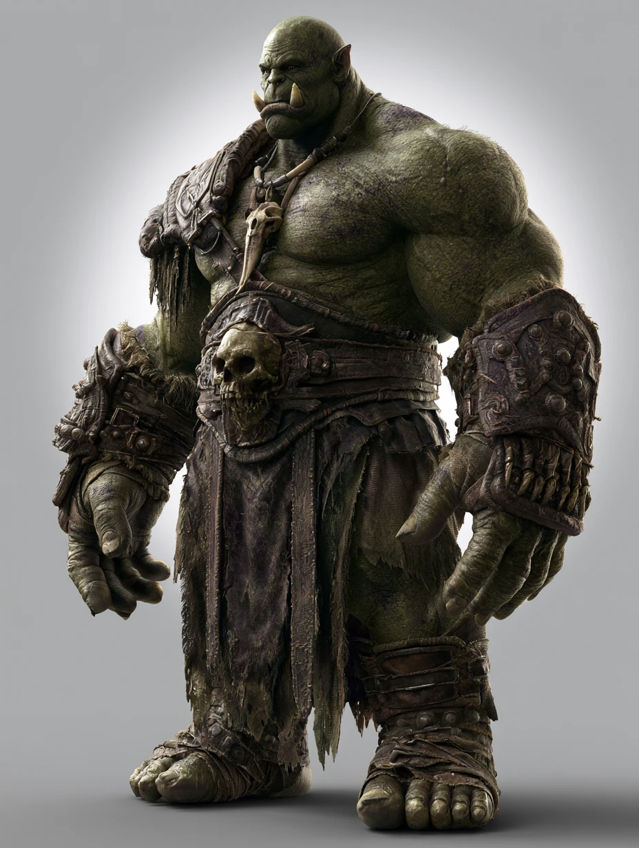 Massively Muscled Orc Warrior In Detailed 3D Illustration