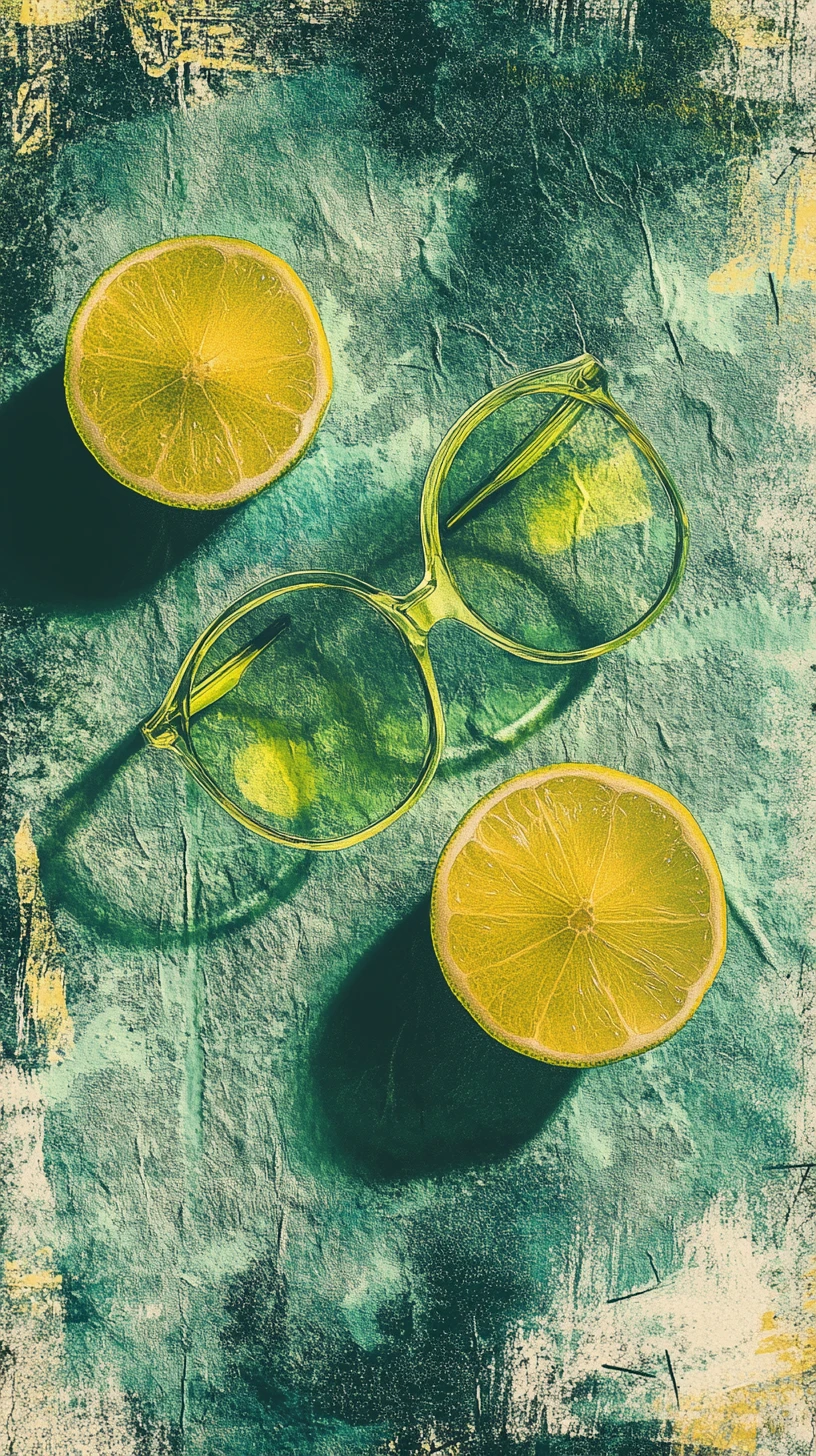 Foto retro de gafas sobre fondo de papel rayado