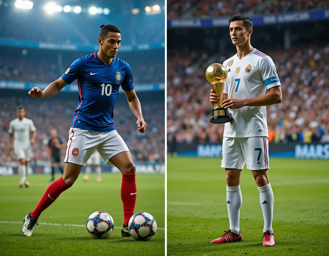 Professional soccer players on a full shot stadium field