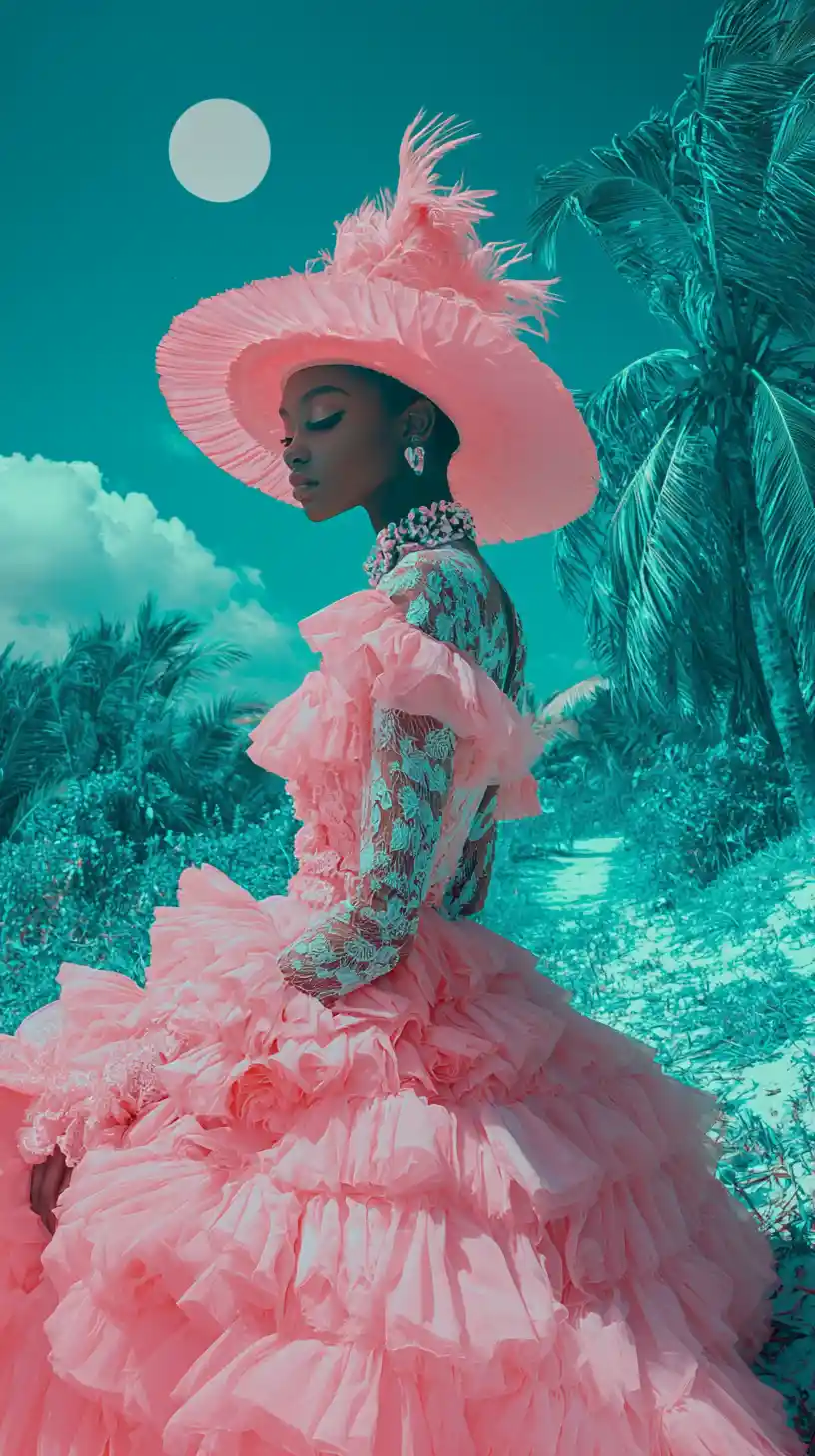 Creative fashion photography with surreal and vintage aesthetics