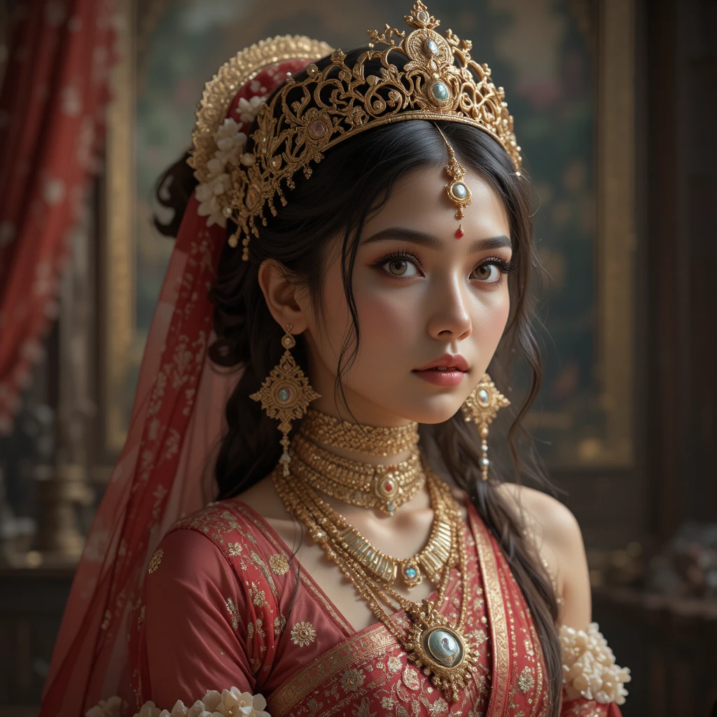 Young bride walking alone on a quiet evening road