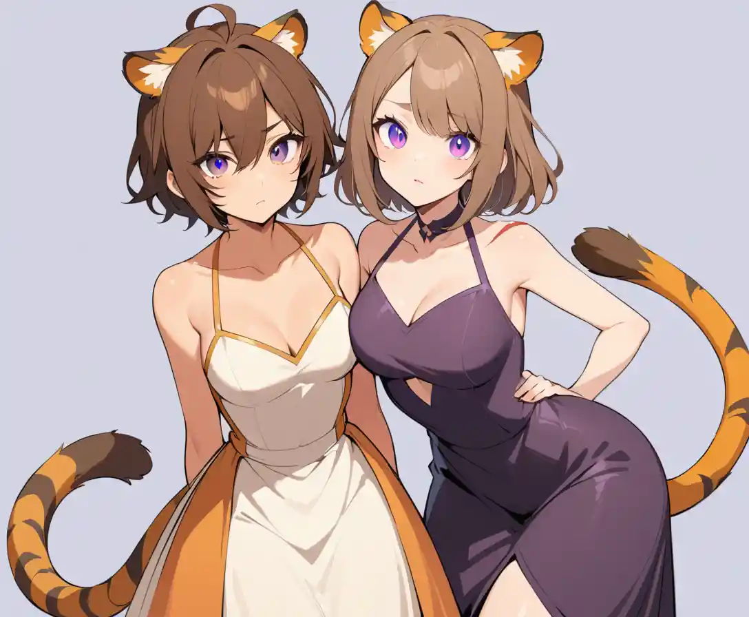 Tiger eared woman with violet eyes and battle scars