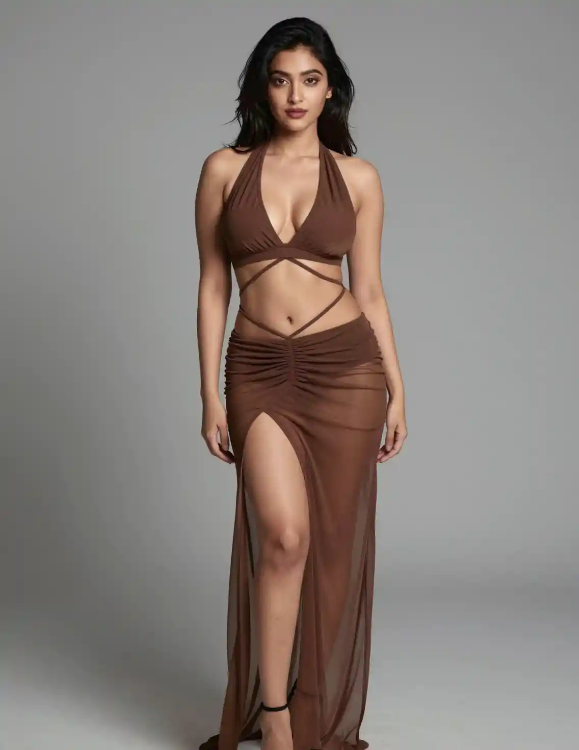 Full body portrait of a young South Asian woman