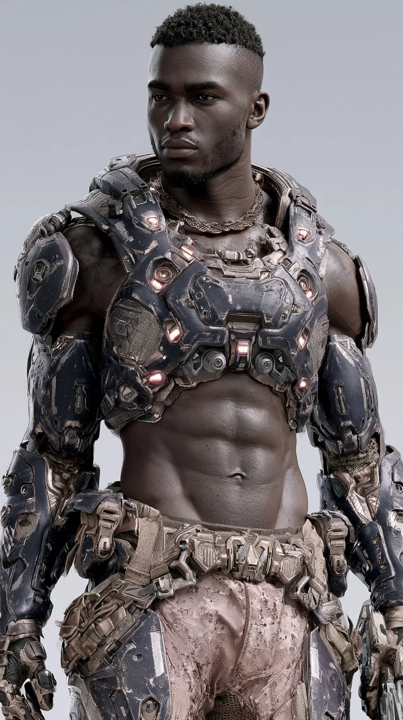 Sci fi warrior in futuristic armor with cinematic lighting