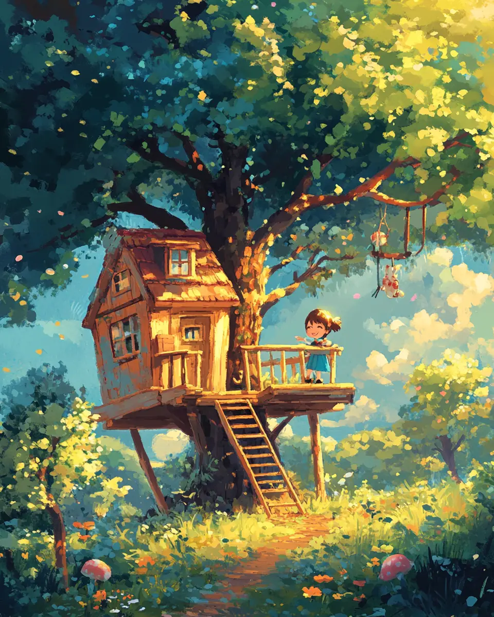 Whimsical cute character in children storybook illustration