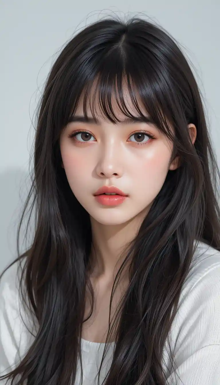Close up portrait of a young Korean woman idol