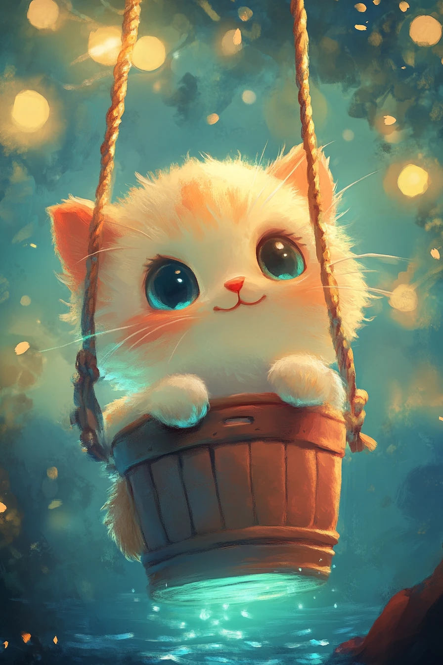 Whimsical anime style illustration with cute charming character