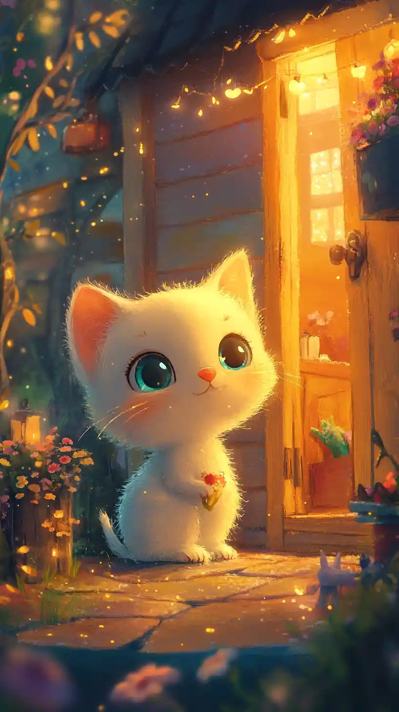 Whimsical anime illustration with cute character in pastel colors