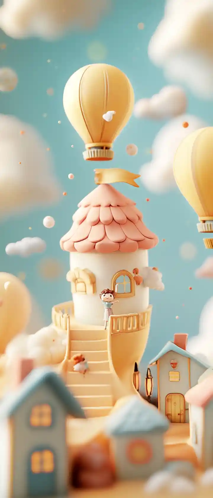 Whimsical 3D children storybook illustration in pastel colors
