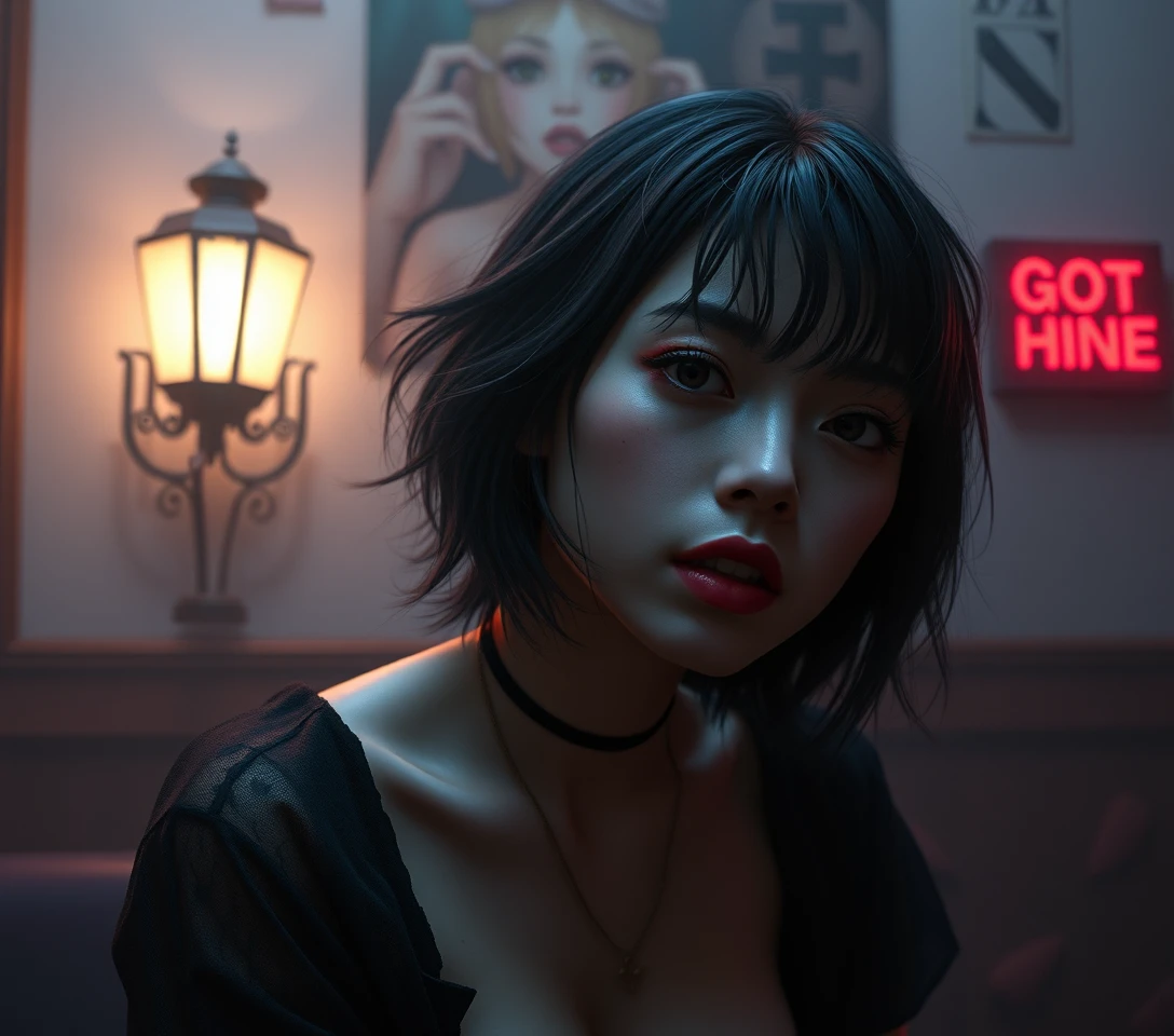 Surreal woman in a disturbing blend of comedy and horror