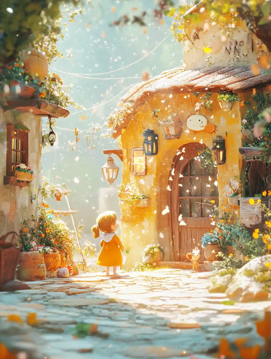 Whimsical anime illustration with bright pastel colors and charm