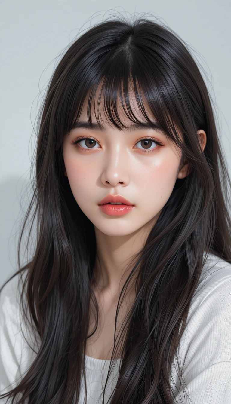 Close up portrait of a young Korean woman idol