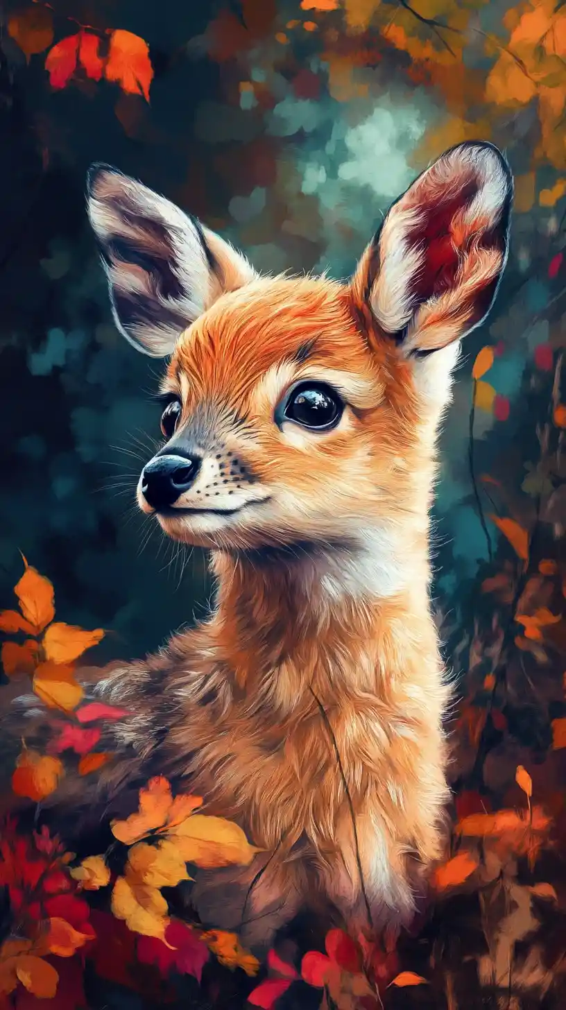 Cute animal drawing in a serene nature inspired scene